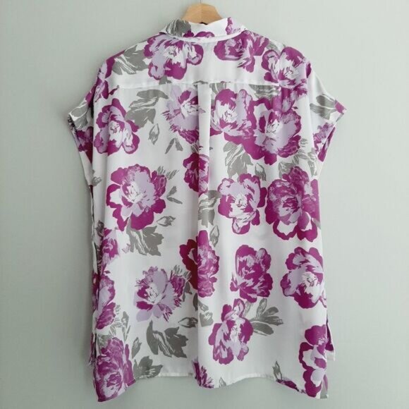 BANANA REPUBLIC | Hi-Low Hem Button Down Light Shirt Top Floral Sz S - Picture 7 of 11